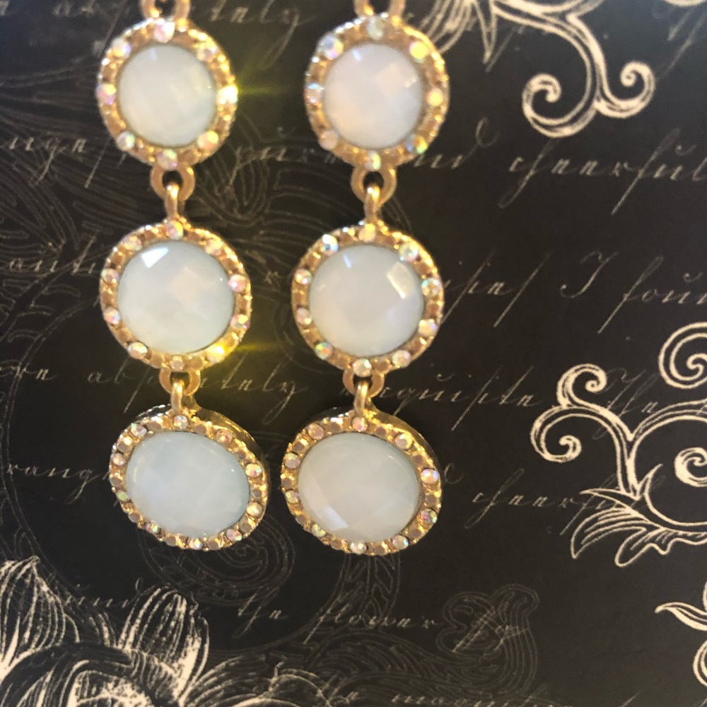 Opal color long earring